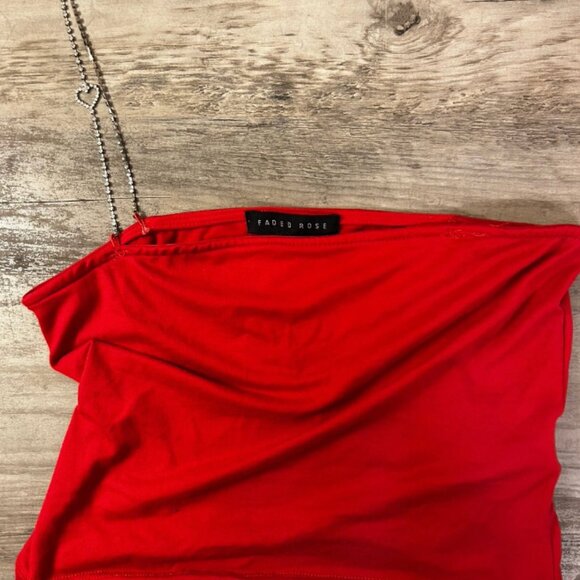 Red off the shoulder shirt. With a rhinestone strap on one side - Picture 1 of 2